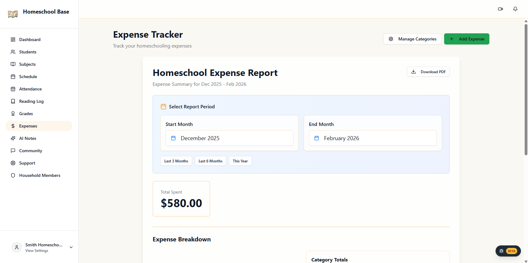 Homeschool expense tracker and curriculum budgeting tool